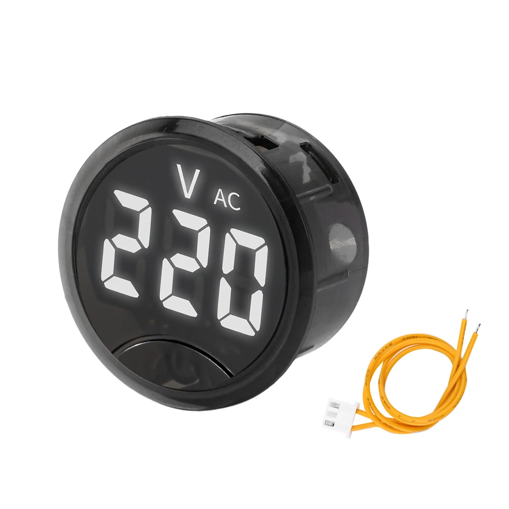 AC 50~265V Round LED Digital Display Voltmeter Voltage Tester Head Display Reverse Connection Protection Trimmable