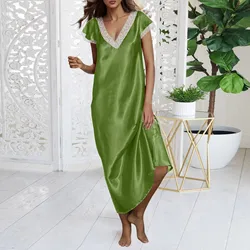 Night Dress Women Homewear Short Sleeve V Neck Fashion 2023 Long Dress Nightgowns Sleepwear Night Gown For Women Female Vestidos