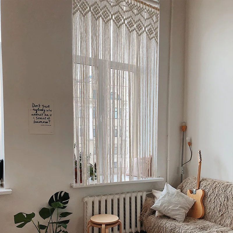 Bohemian Nordic Cotton Rope Handwoven Curtain Tassel Decorative Tapestry Weaving Homestay Door Curtain Rectangular Rectangle