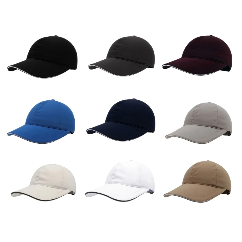 Kids Baseball Caps Sun Protections Large Brimmed Ponytail Hat Solid Quick Drying