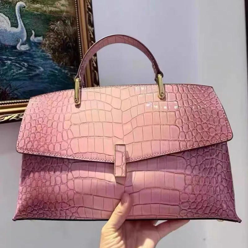 

Сумки с ручками сверху в японском стиле для женщин, роскошная дизайнерская сумка-кошелек, новинка 2025, из искусственной кожи с крокодиловым узором, украшение на плечо