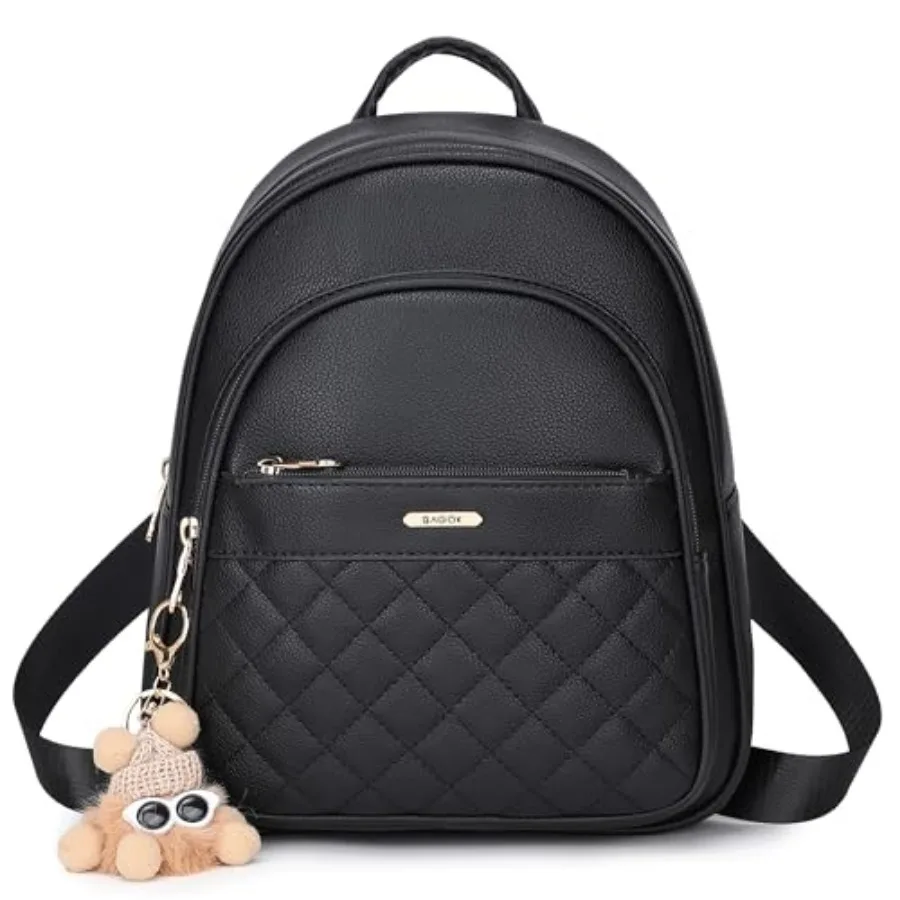 Mini Leather Backpack Purse for Women, Small Backpack Purse with Cartoon Charm, Cute Fashion Bag for Girls