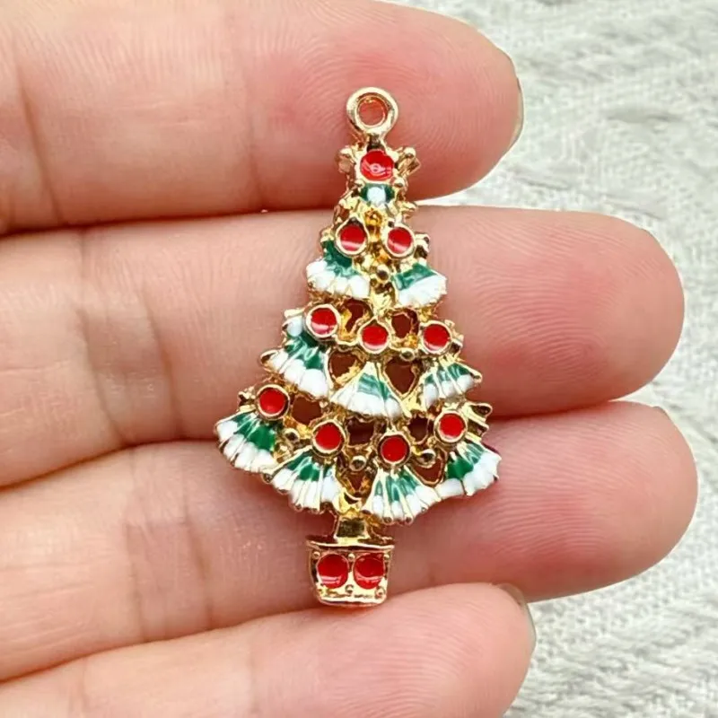 10pcs Green Christmas Tree Shaped Pendant, Used for DIY Bracelets, Necklaces, Earrings, Phone Chains, Decorative Accessories  ﻿