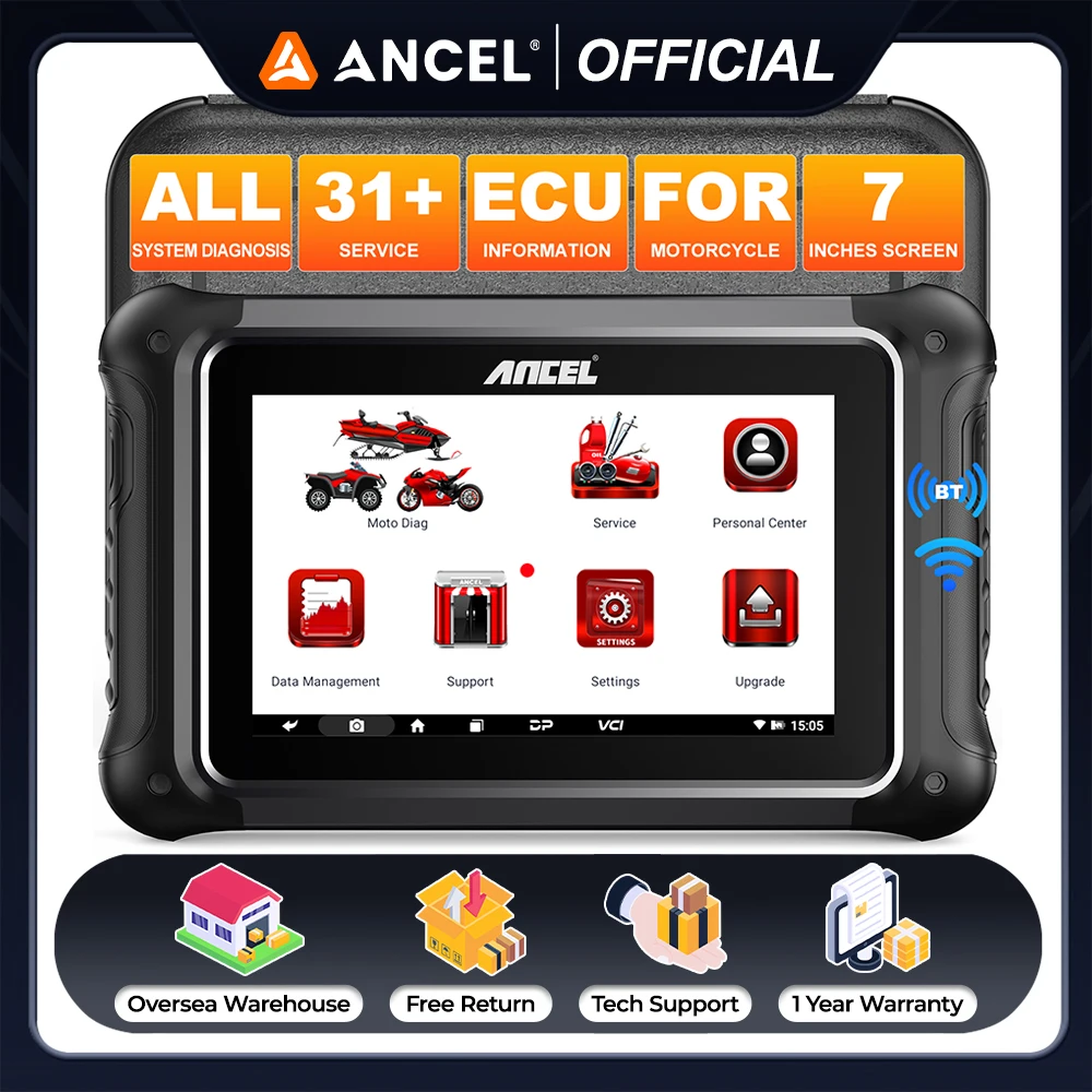 

ANCEL MT700 Motorcycle OBD2 Scanner Full System Diagnostic Tool 35+ Reset ABS Bleeding Oil Reset ECU Coding Automotive Scanner