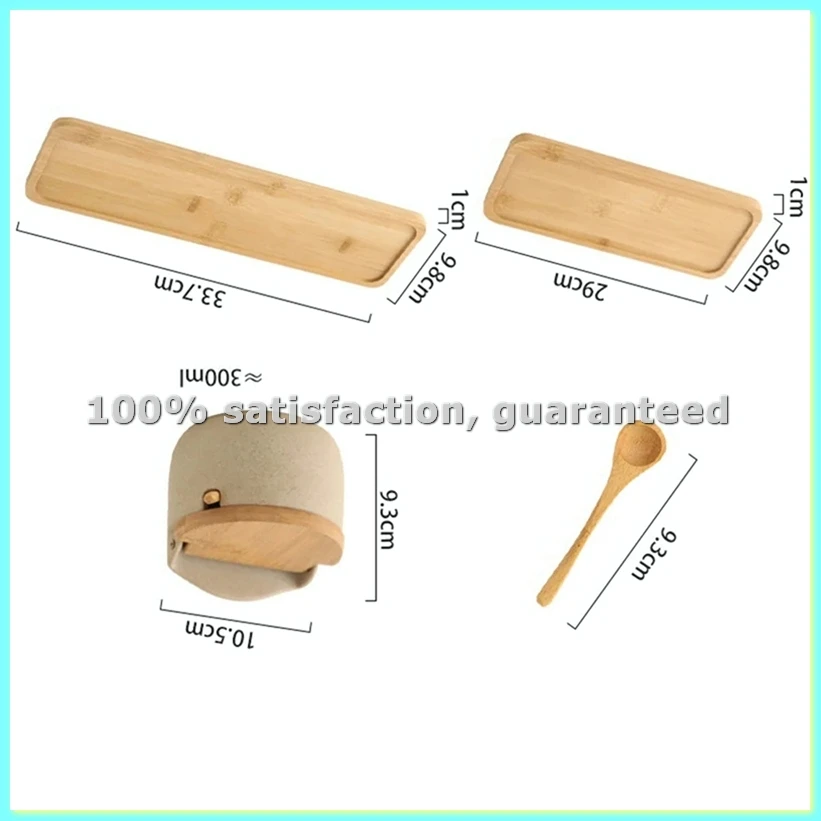 

Японская глиняная банка для приправ с бамбуковой крышкой и ложкой, контейнер для хранения сахара, соли и специй, набор из 2 штук - AD23