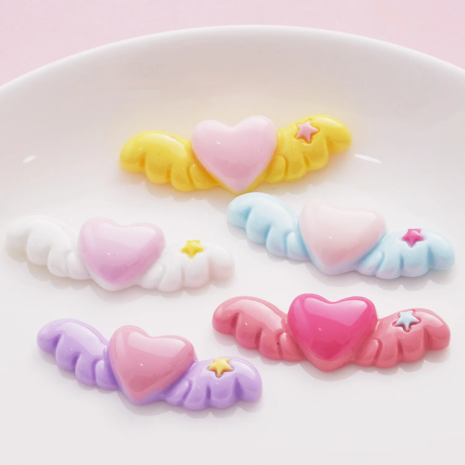 10PCS Love wings small size resin accessories DIY hair clips headdress accessories mobile phone case shoe buckle accessories who