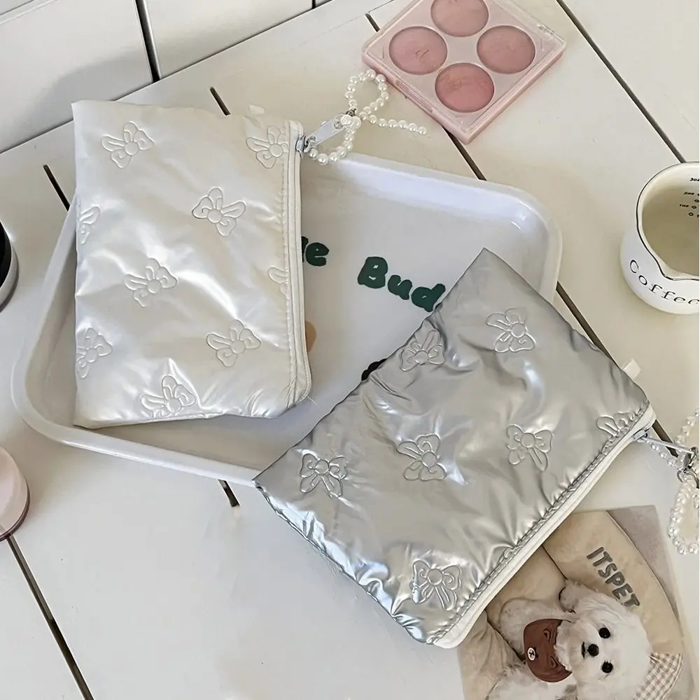 Compact Bow Design Draagbare Opbergtas Rits Knop Parel Hanger Sanitaire Mat Tas Tissue Portemonnee Make-up Tas