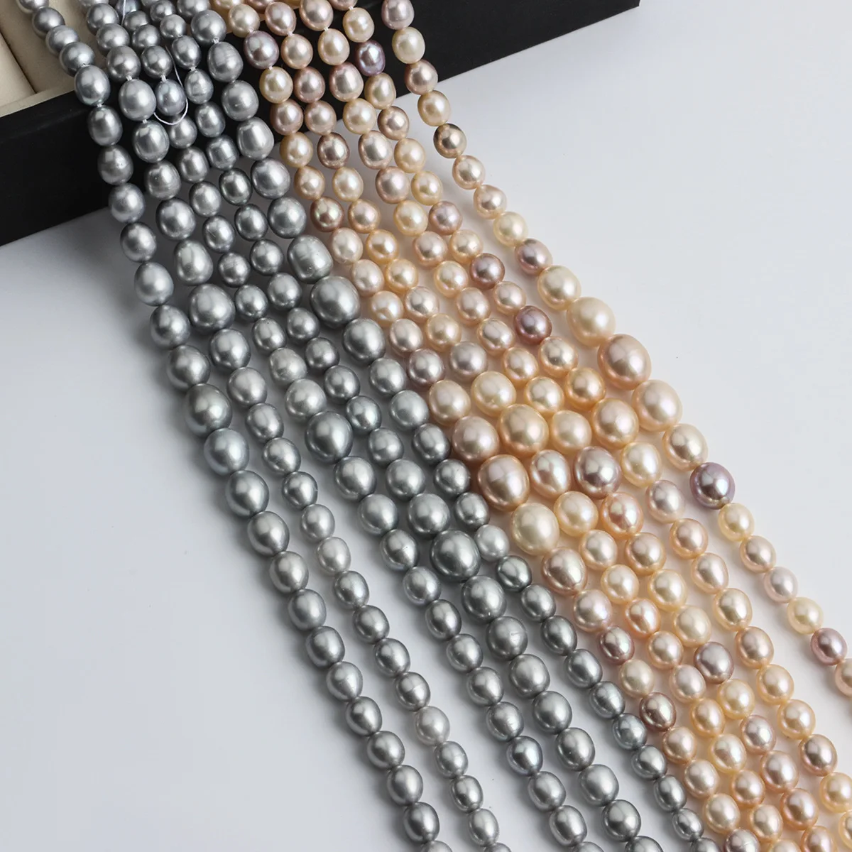 Natural Freshwater Pearl 4-8mm Meter Bead Tower Chain Gradual Change Big Millet-shaped DIY Manual Work in Beading Material