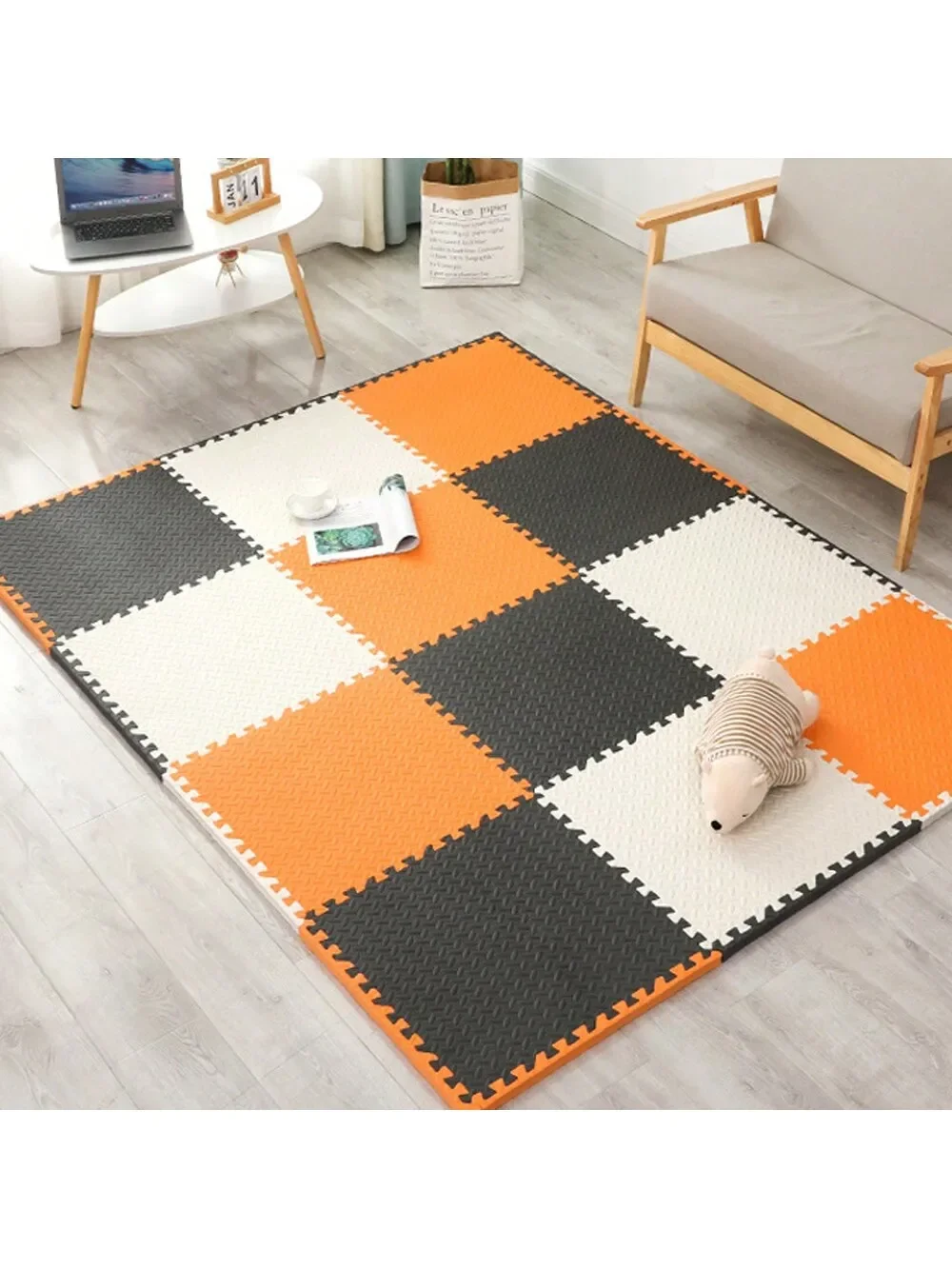 1 Pcs Floor Tile Foam Soft And Safe Eva Baby Play Mat Home Gym Exercise White Beige Grey And Other Colors Free DIY