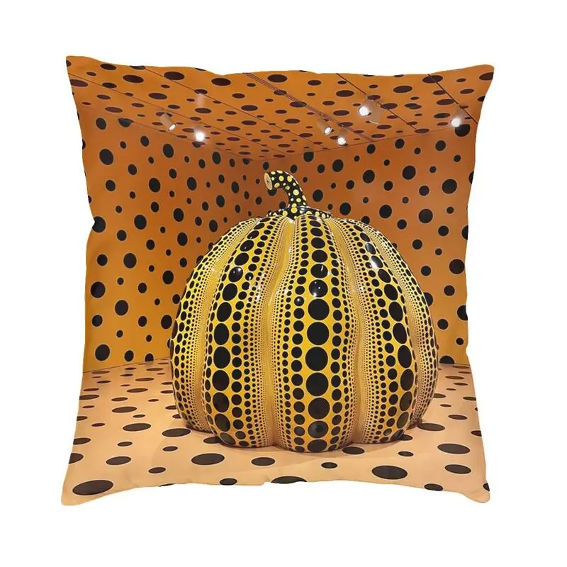 Pink Polka Dot Yayoi Kusama Abstract Art Pumpkin Polka Cushion Cover Soft Velvet Cute Pillows Case Decoration Salon Pillowcases