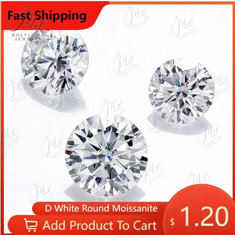 GRA Certificate Loose Moissanite Stone Round Cut D Color VVS1 For DIY Necklace Earrings rings Main Materials Pass Diamond Tester