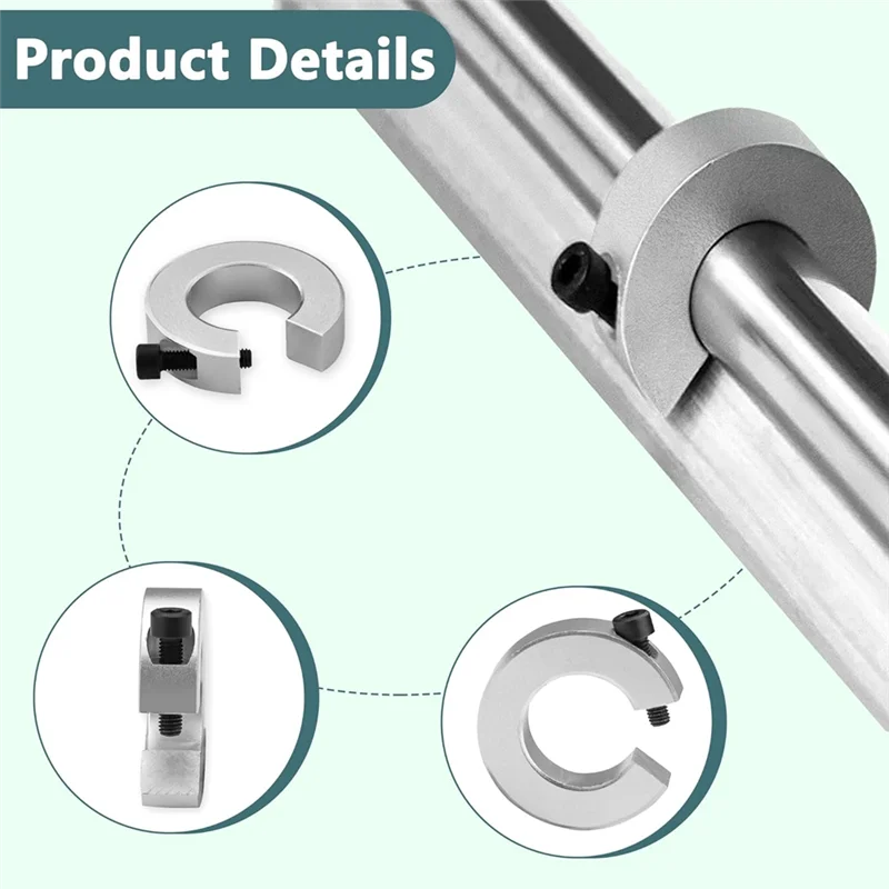8Pcs SBR20 Linear Rail Stop Collars Aluminum Alloy Shaft Limit Fixing Rings With Wrench, Linear Rail Shaft Stop Collars-PZZW