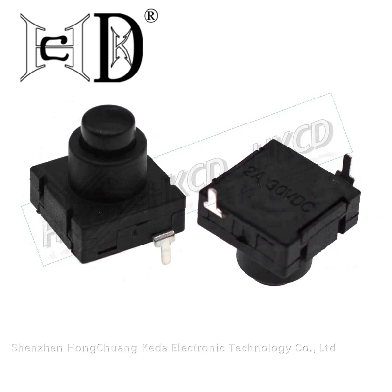 5pcs DT1212-A 2 Pin Square Vertical DIP Self-Locking Push Button On Off Power Switch for Flashlight Small Electronics