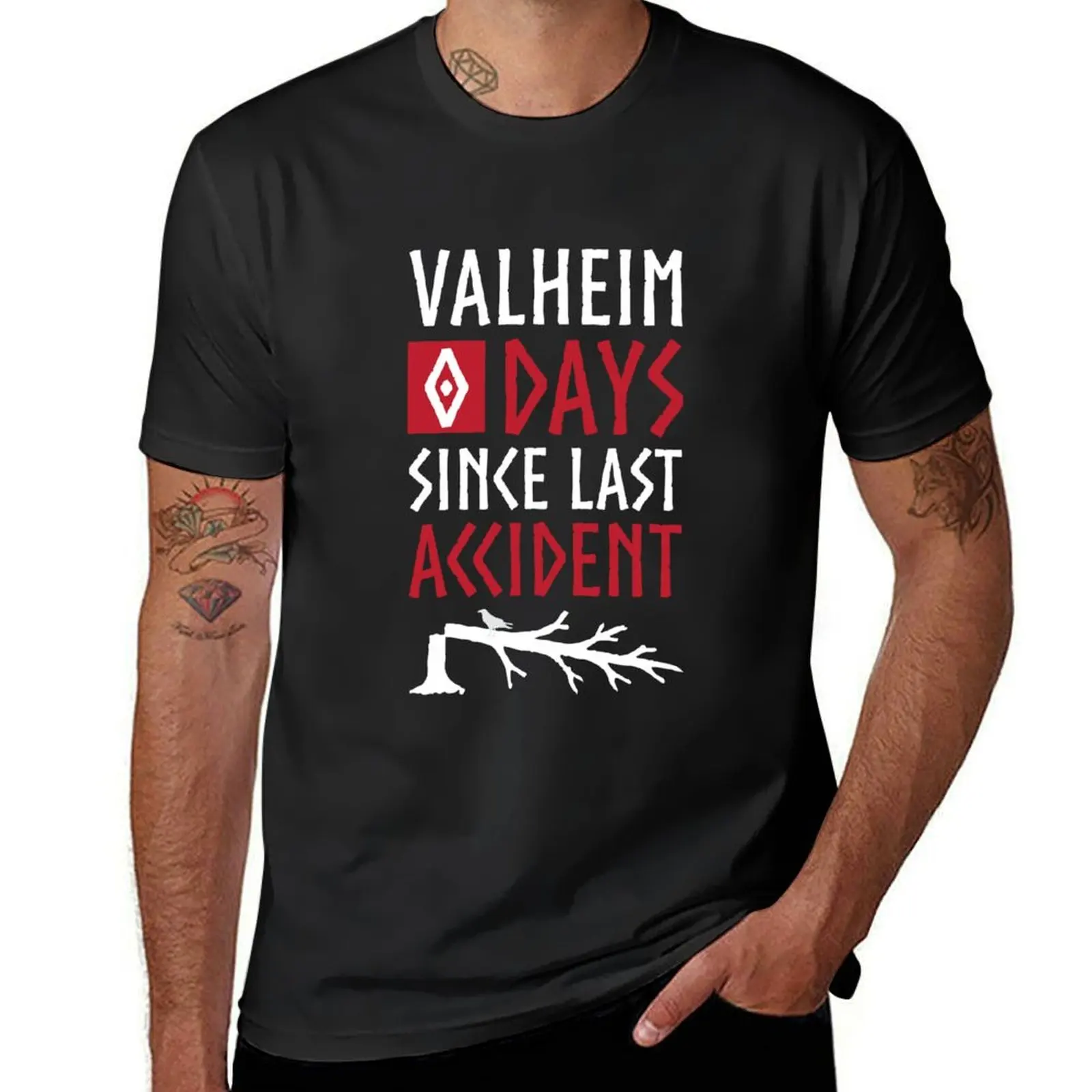 Valheim 0 Days Since Last Accident T-Shirt animal prinfor boys quick-drying plain mens t shirts pack