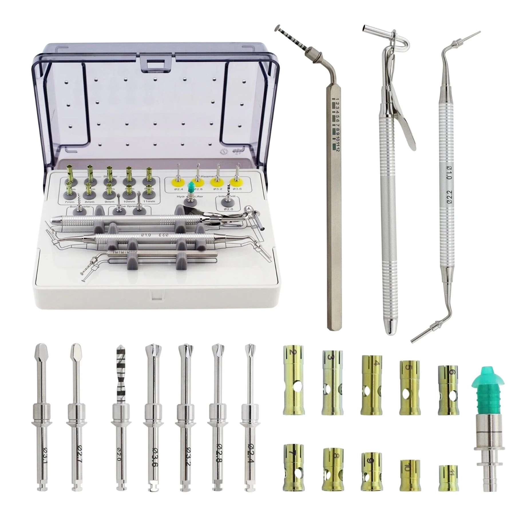 

Implant Sinus Lift Crestal Approach SCA Kit S-reamer Drills Stoppers Neobiotech Upgraded Model