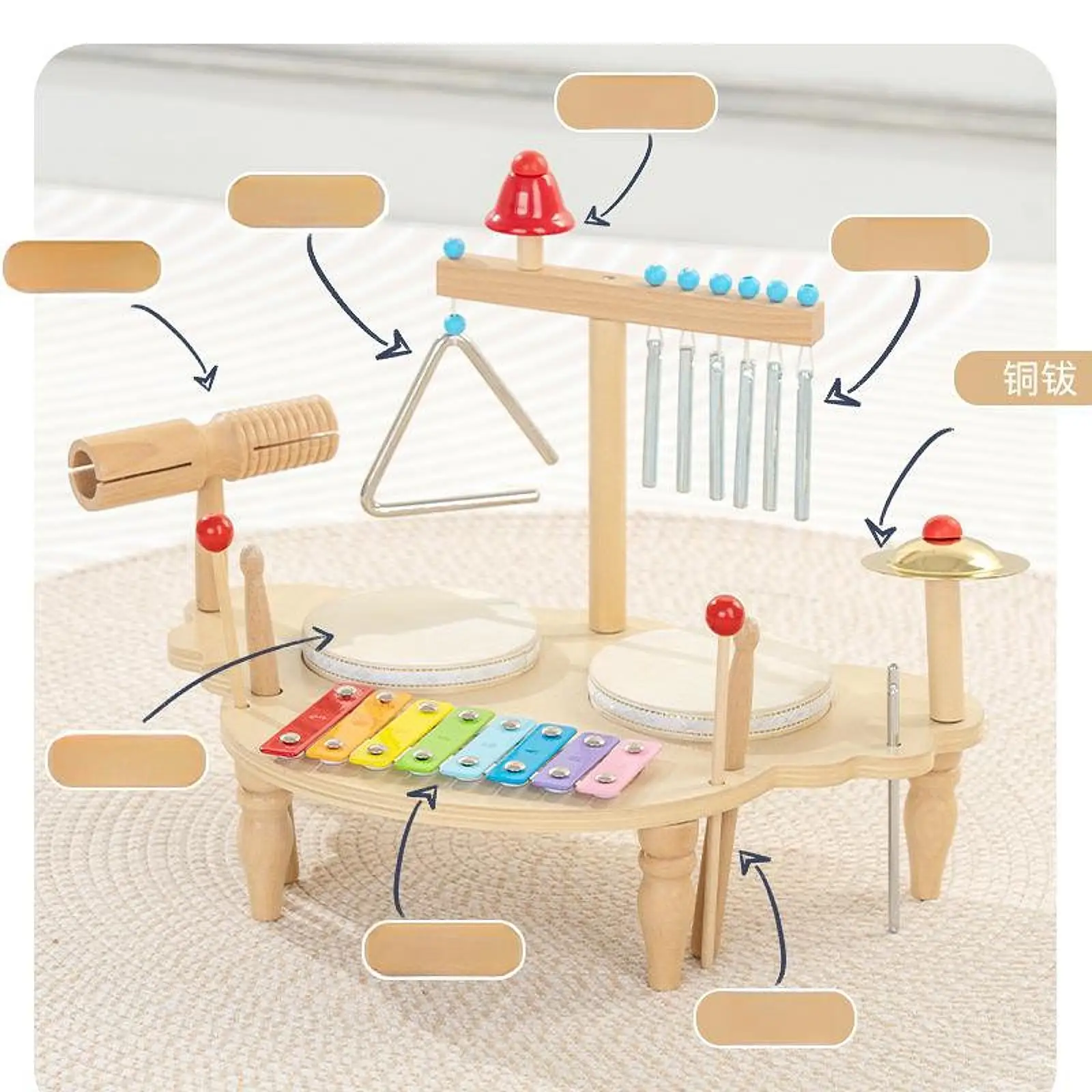 

Kids Drum Set Multifunction Creativity Wooden Musical Kits for Toddlers Ages 3 4 5 6 Years Old Boys Girls Children Birthday Gift