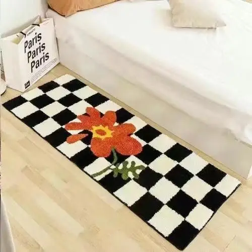 Imitation cashmere bedside blanket, long bedroom ins style, high aesthetic value, no wash, dirt resistant bedroom floor mat
