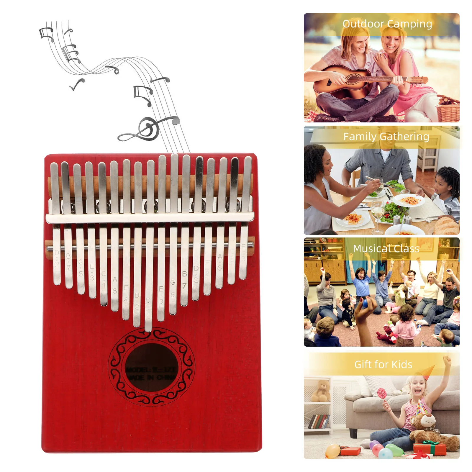 1 مجموعة المبتدئين كاليمبا الإبهام البيانو المحمولة إصبع أداة خفيفة الوزن الخشب بناء الصوت الطبيعي كاليمبا الصغيرة الرجعية