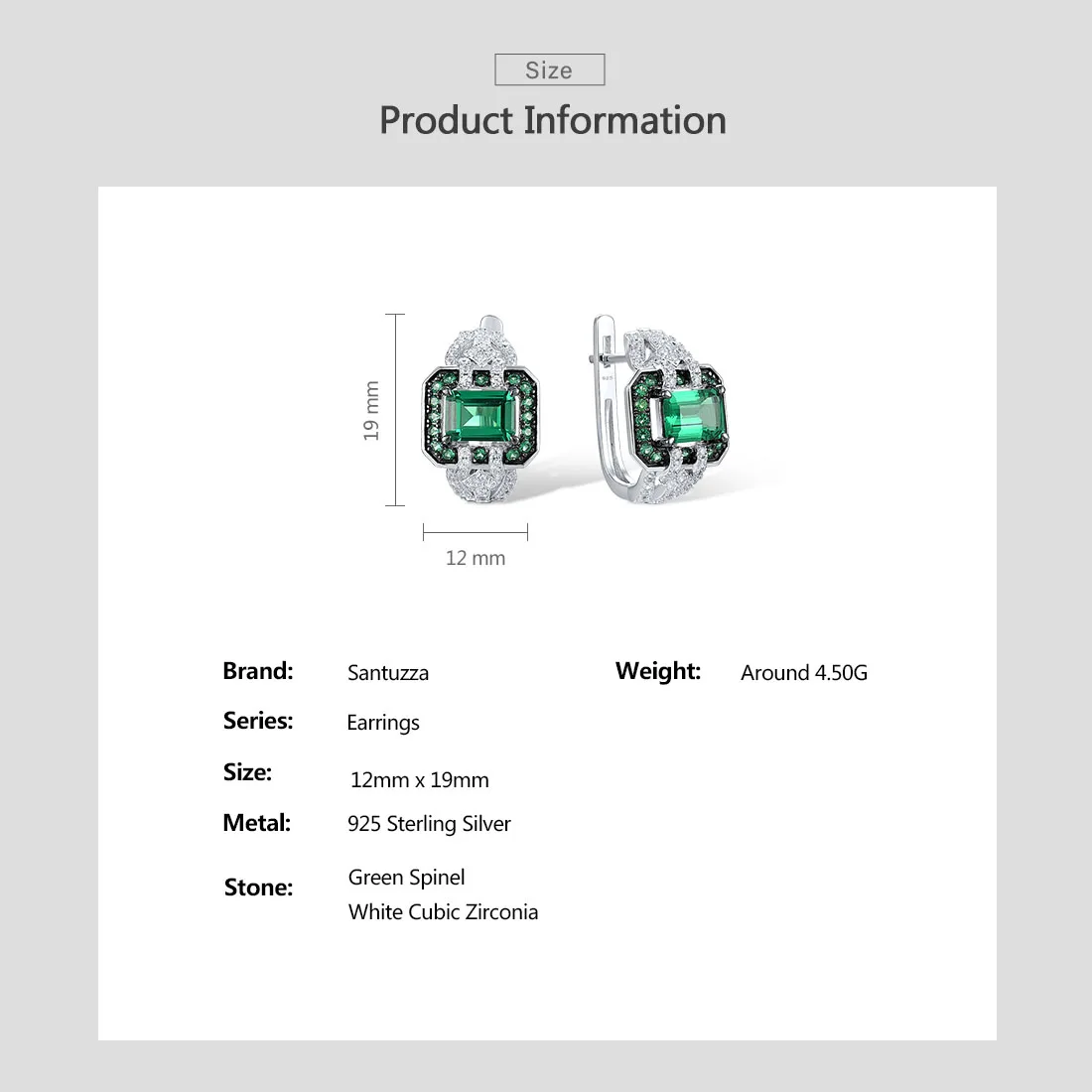 Imagem -03 - Santuzza-brincos de Prata Esterlina 925 para Mulheres Espinélio Verde Espumante Zircônia Cúbica Branca Joias Finas Elegantes