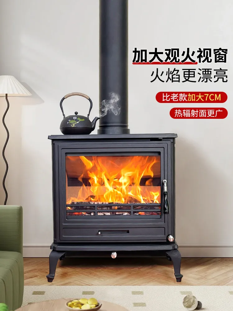 Firewood living room cast iron burning wood real fire household indoor rural self-built house firewood stove