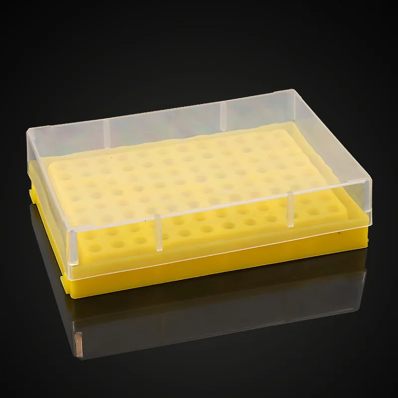 5 Stück 96-Loch PCR-Röhrchenhalter 0,2ml Zentrifugenröhrchenbox mit transparentem Deckel Kunststoff-Aufbewahrungsbox Labor-PP-Röhrchenhalter – Detail 11