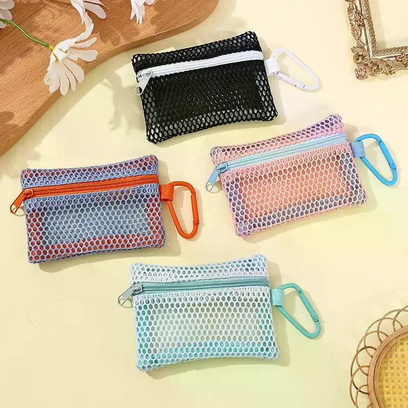 

Portable Mesh Cosmetic Bag with Zipper in Sleek Design, Ideal for Makeup and Toiletries Storage