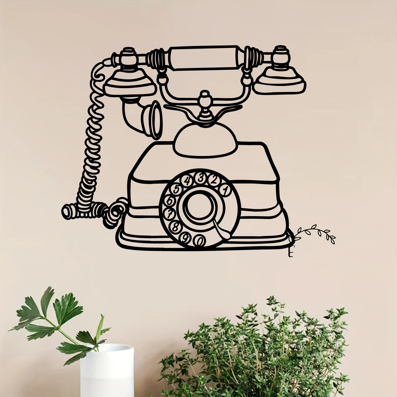 Vintage Telephone Iron Wall Art Retro Silhouette Metal Sculpture Antique Living Room Rustproof Decor Gift Ornament