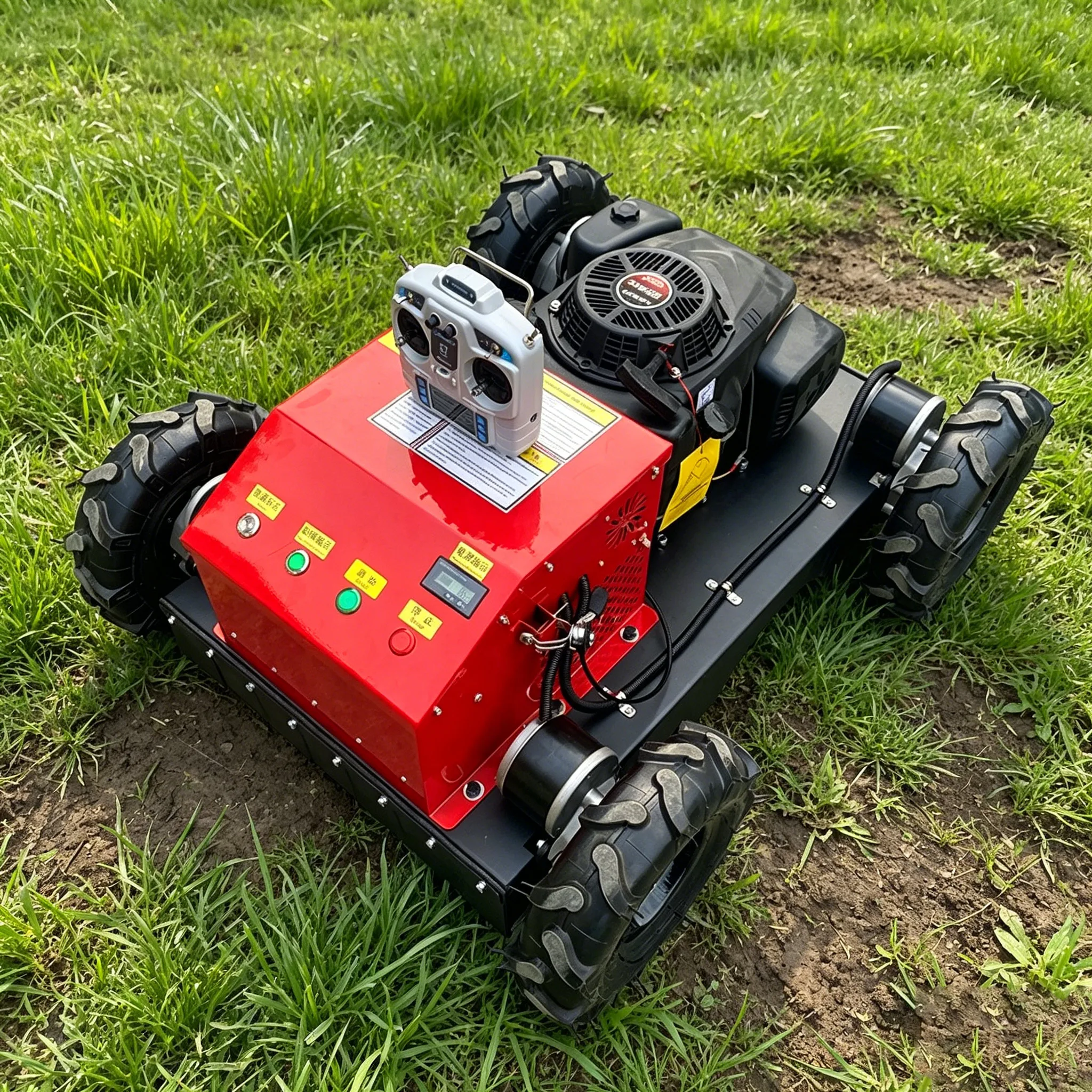Customized wheeled remote-controlled lawn mower, four-wheel drive mini lawn mower, orchard lawn trimmer view 5