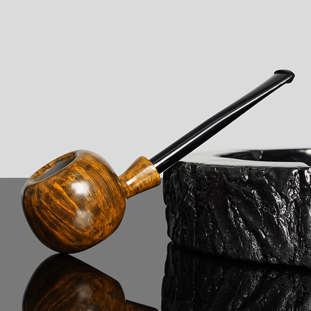 

MUXIANG Apple Heather Tobacco Pipe Straight-handled military plug design Beginner pipe Heather bowl Thick bowl wall , Briar wood