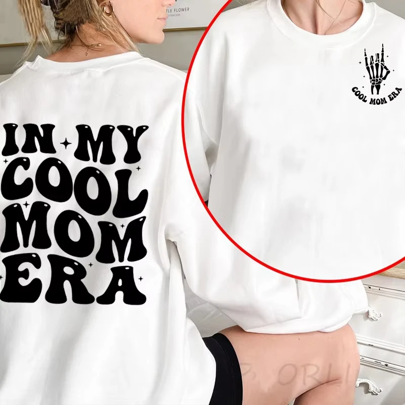 

In My Cool Mom Era Sweatshirts Mama Pullover Hooded Crewneck Sweatshirt Cotton Fashion Hoody Womans Clothing Mother's Day Gift