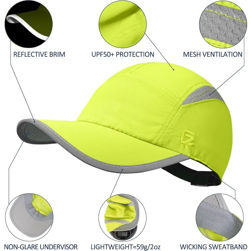 GADIEMKENSD Womens Unstructured Hats Reflective Brim UPF 50+ Outdoor Caps for men Quick Drying Hat Unisex Sport Baseball Cap