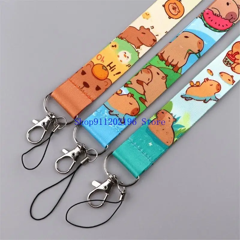 P82A الكرتون الحيوان اسهم شارة حامل البطاقة مع حامل بطاقة الحبل جميل كابيبارا الرقبة حزام للممرضة #3