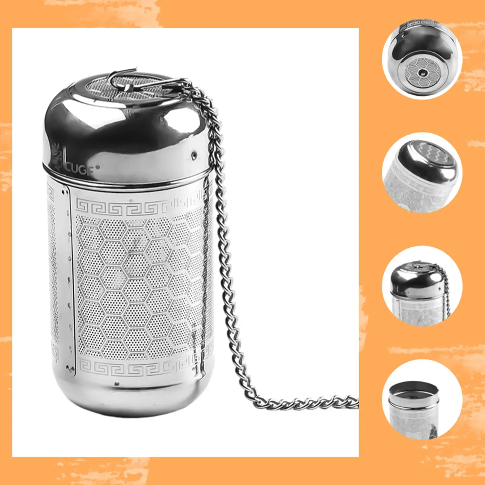 

Tea Infuser Tea Ball Strainer Bar Kitchen Filter Tea Residue Food Grade Silver Stainless Steel Updated Slim Lid