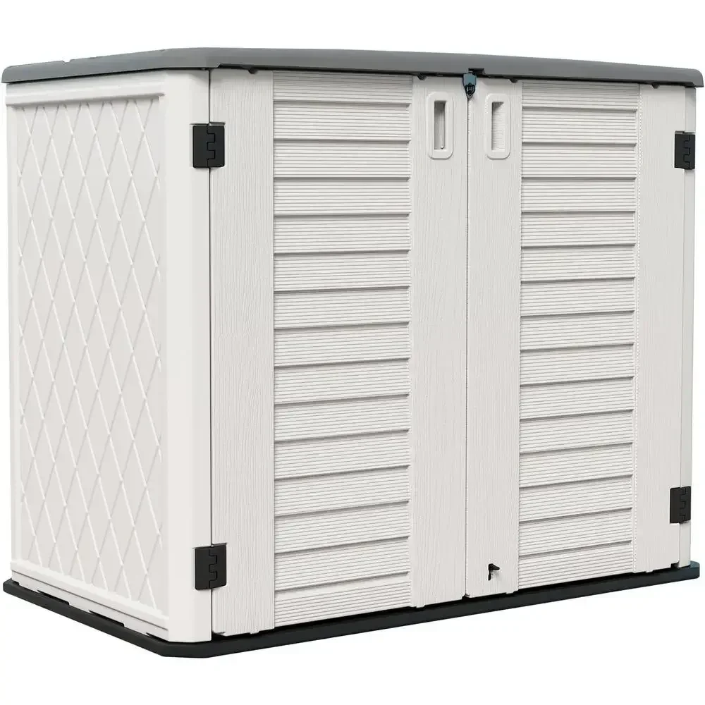 Weather-Resistant Outdoor Storage Cabinet for Patios and Lawnmower, 26 Cubic Feet White