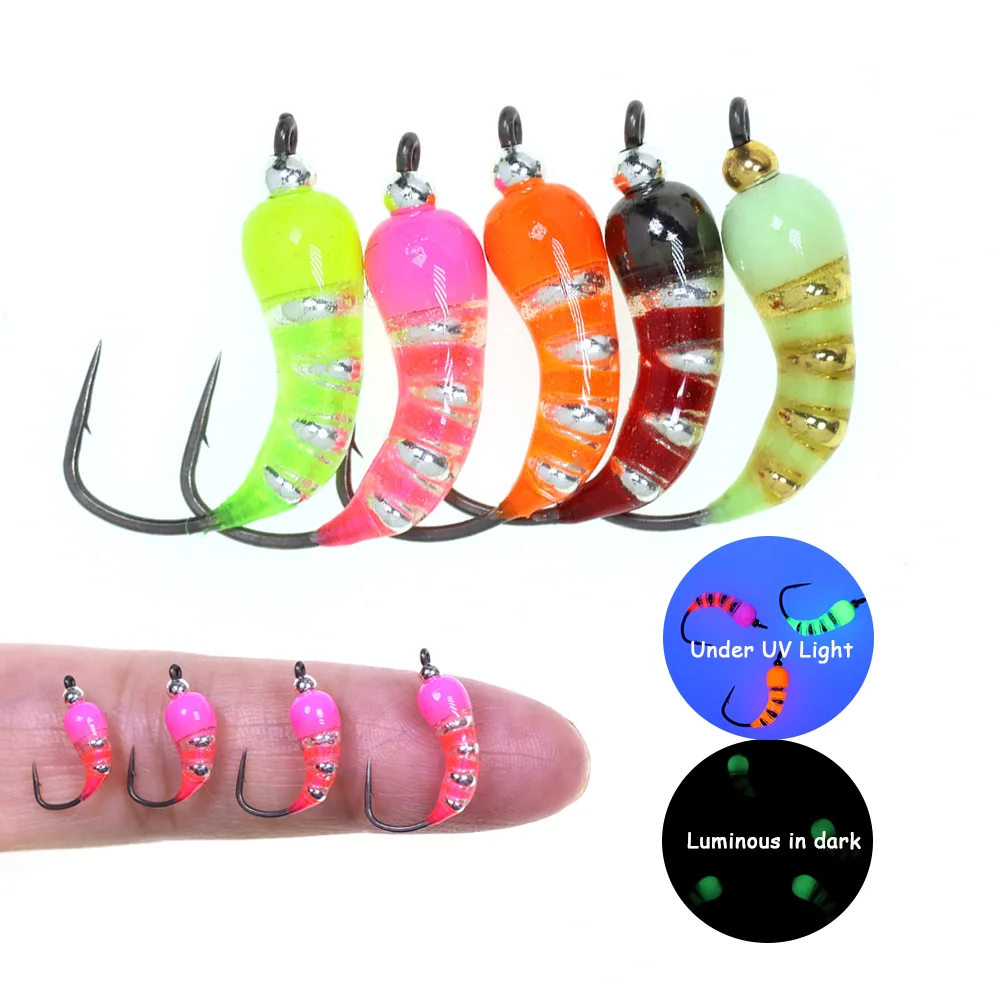 5pcs #6 #8 #10 #12 Brass Bead Head Scud Bug Worm Fly Ice Fis