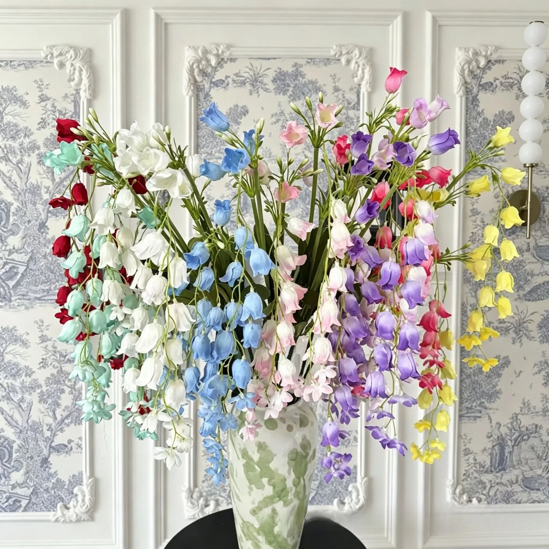 5Pcs 108cm Artificial Wind Chimes Silk Flowers Branch Wedding Hall Wall Decor Road Guide Lily of The Valley Home Decor Layout