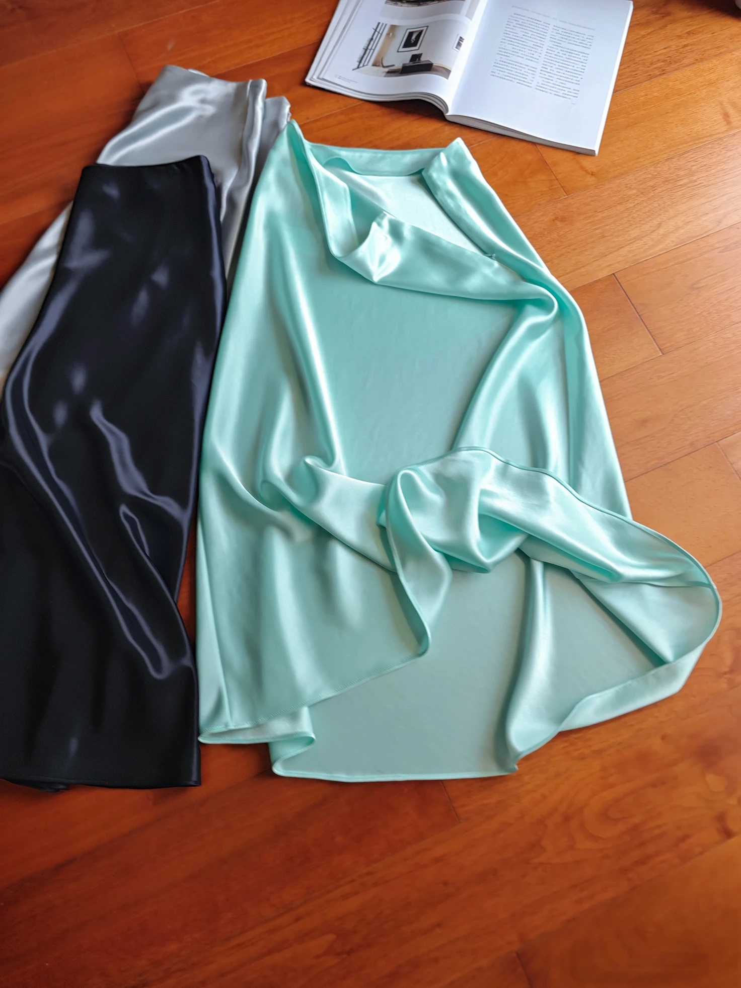 

Acetate Double-Sided Satin Fi Tail f Skirt Dra Ele Sle Commute Simple Design No mid Waist A-Line Skirt