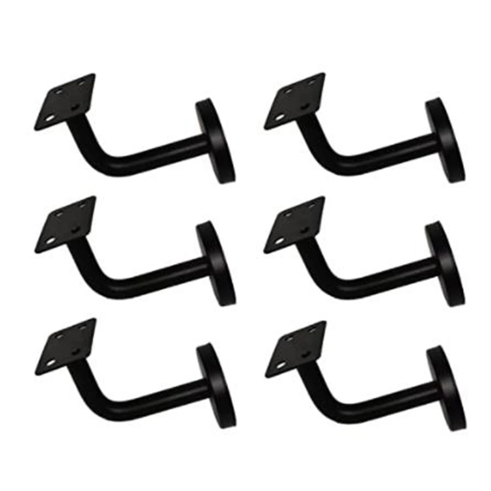 6 Pcs Stainless Steel Stair Handrail Bracket, Heavy Duty Stair Rail Support, Railing Brackets for Flat Rails,60mm x 60mm