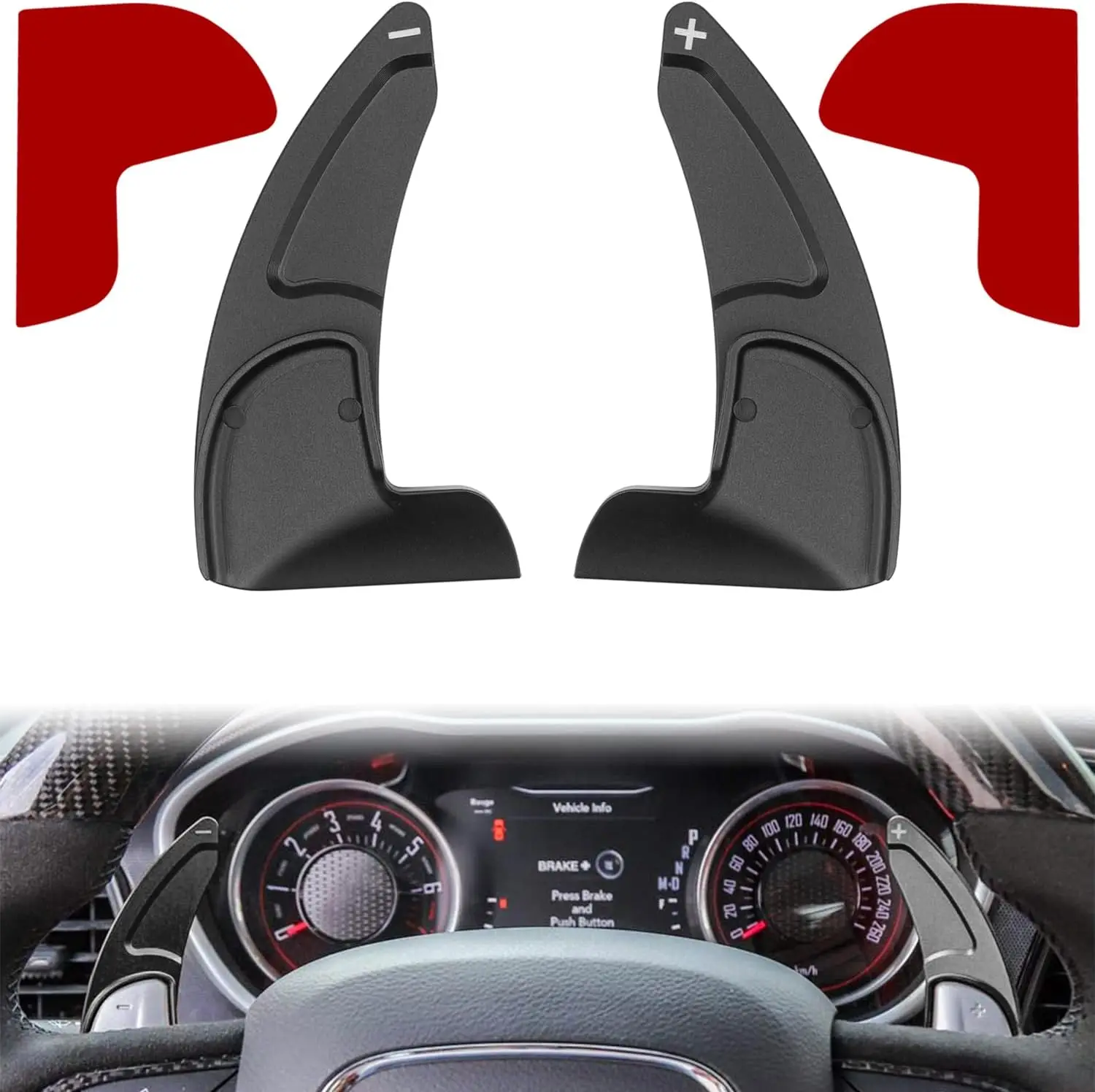 Steering Wheel Shift Paddle Extended Shifter Trim Cover for Dodge Challenger Charger Durango RT & Scat Pack 2015-2020