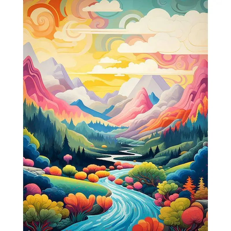 

GATYZTORY Paint By Numbers Pictures For Adults On Canvas Mountains Landscpae Coloring Drawing Oil Paintings By Number Home Decor