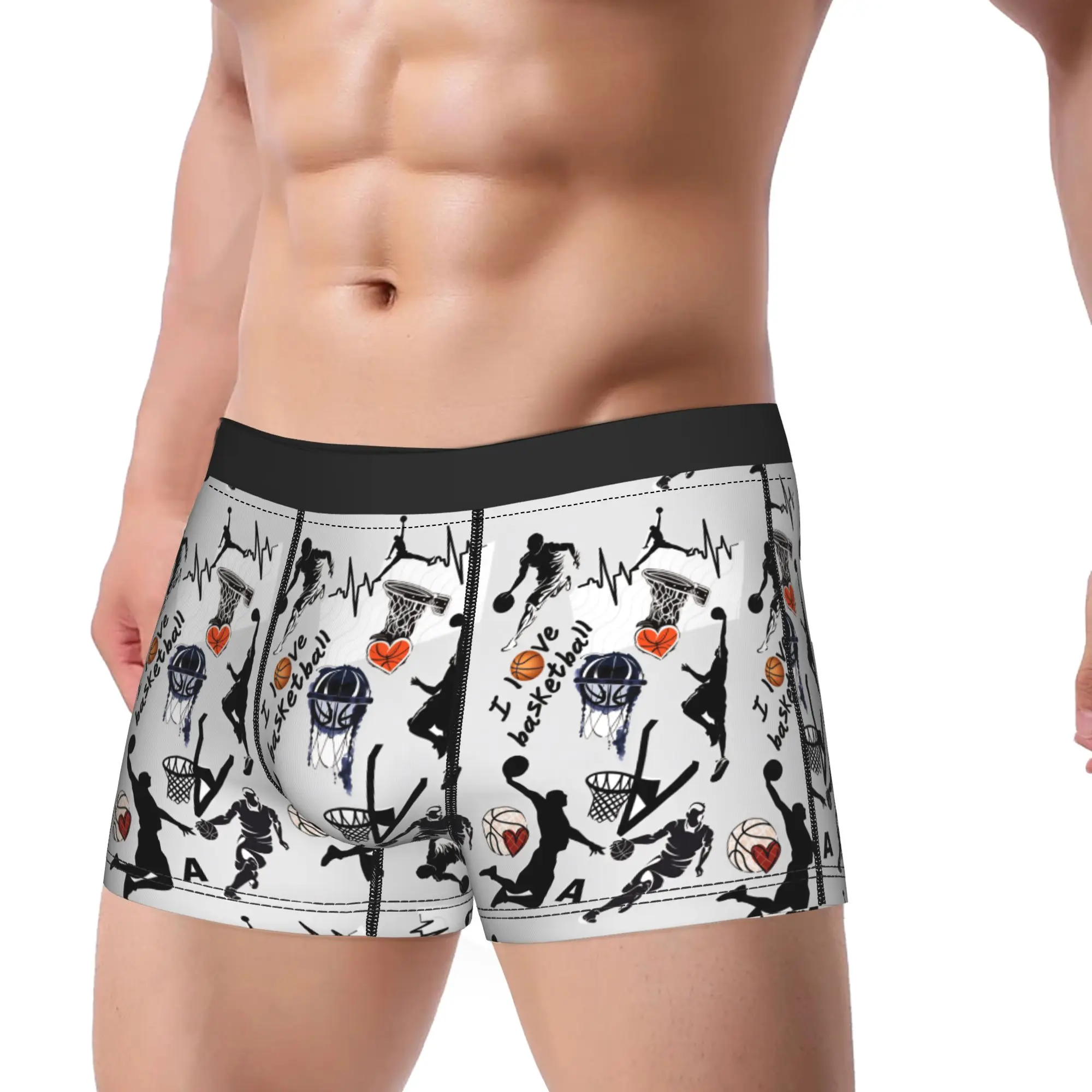Basketball Player Silhouette Sport Element Set Underwear  Males Shorts Briefs Novelty Boxer Shorts Trenky Customs Underpants