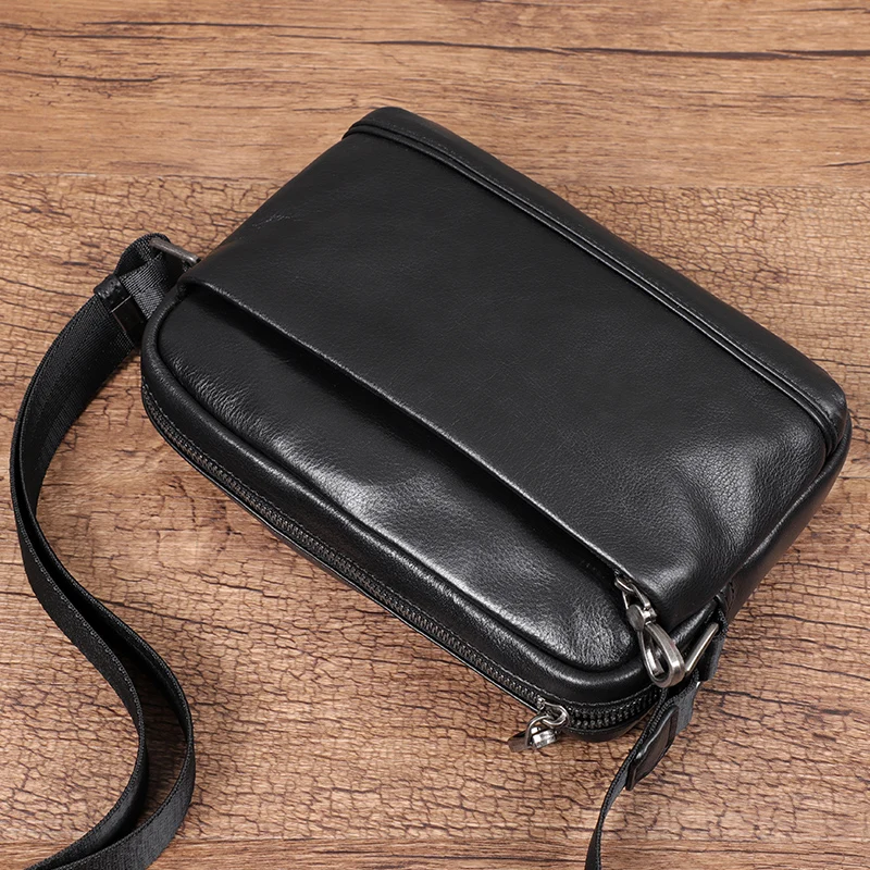 Real Genuine Leather Men Shoulder Bags Casual Men\'s Messenger Bags First Layer Cowhide Crossbody Bag Fashion Boys Flap Bag