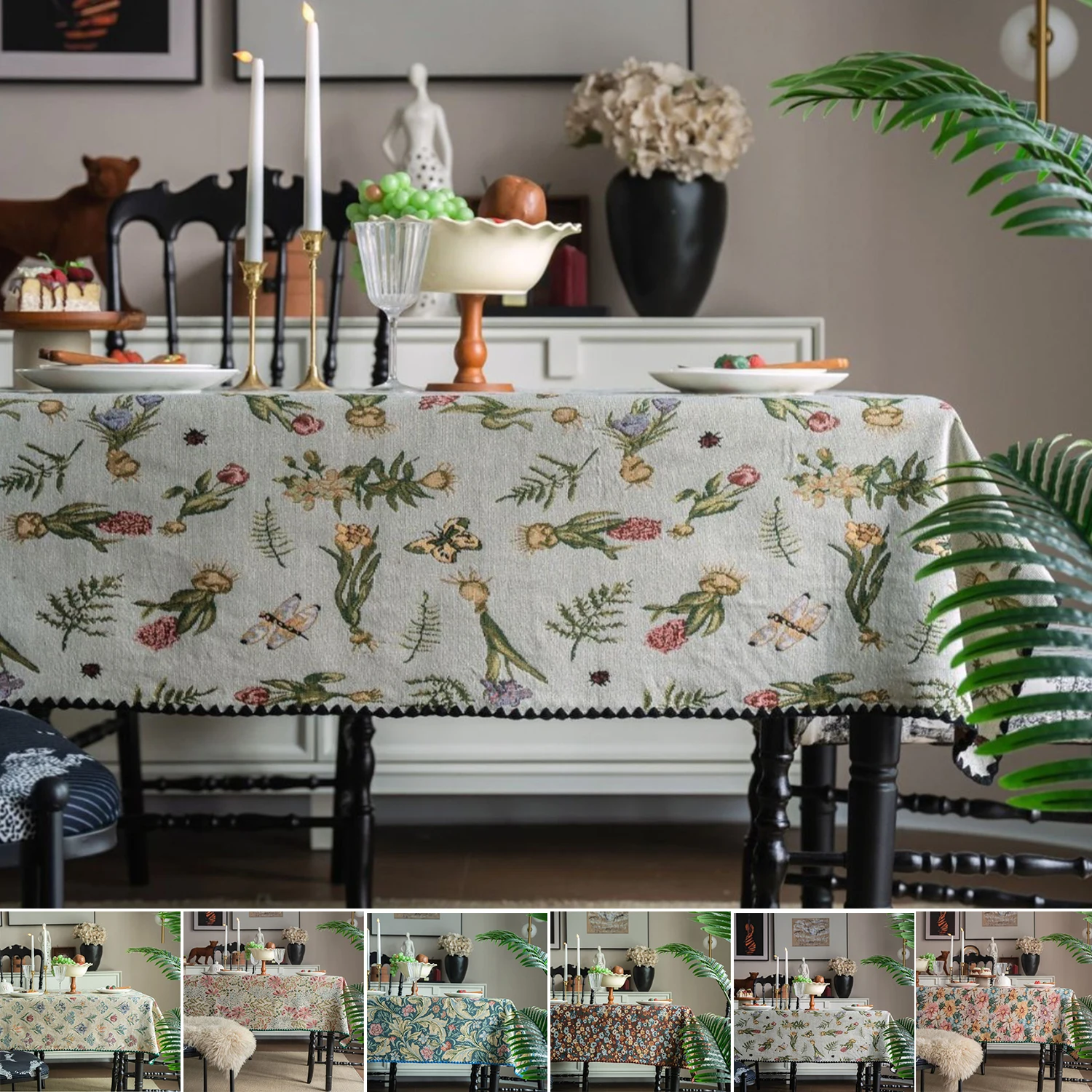 

Encrypt Double-sided Color Woven PatternTablecloth,American Country Style Garden Decor Perfect for DiningRoom,Festive Gatherings
