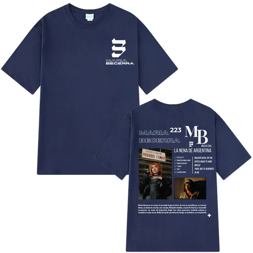 المغني ماريا بيسيرا لا نينا ألبوم 2025 خمر التي شيت الرجال النساء موضة تي شيرت القطن عادية فضفاض المتضخم تي شيرت مروحة الهدايا #3