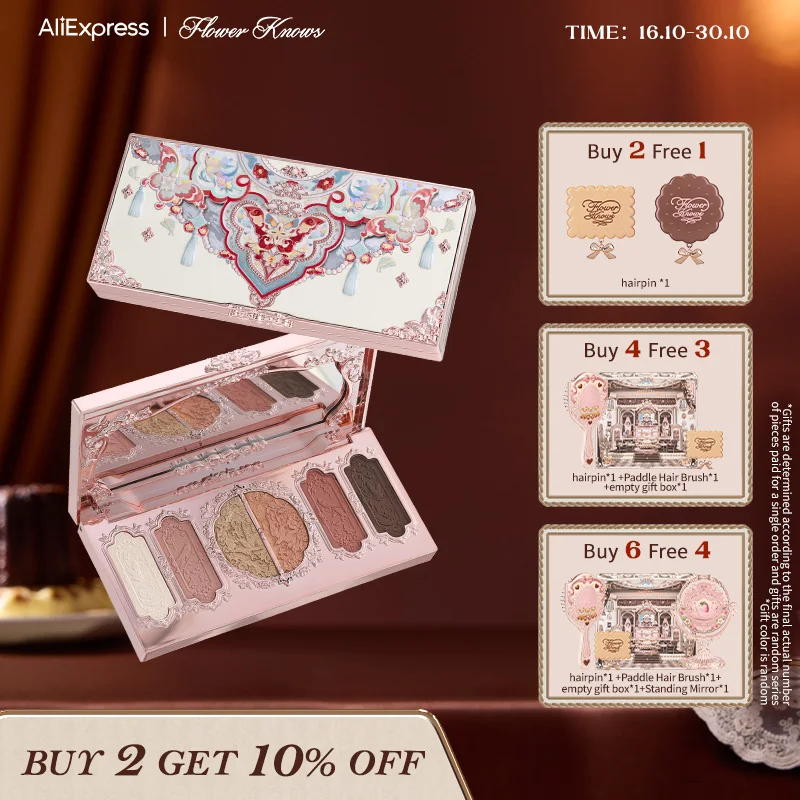 

Flower Knows Butterfly Cloud Collar Collection Embossed Six-Color Makeup Palette spreadable Suitable for daily use 6.5g