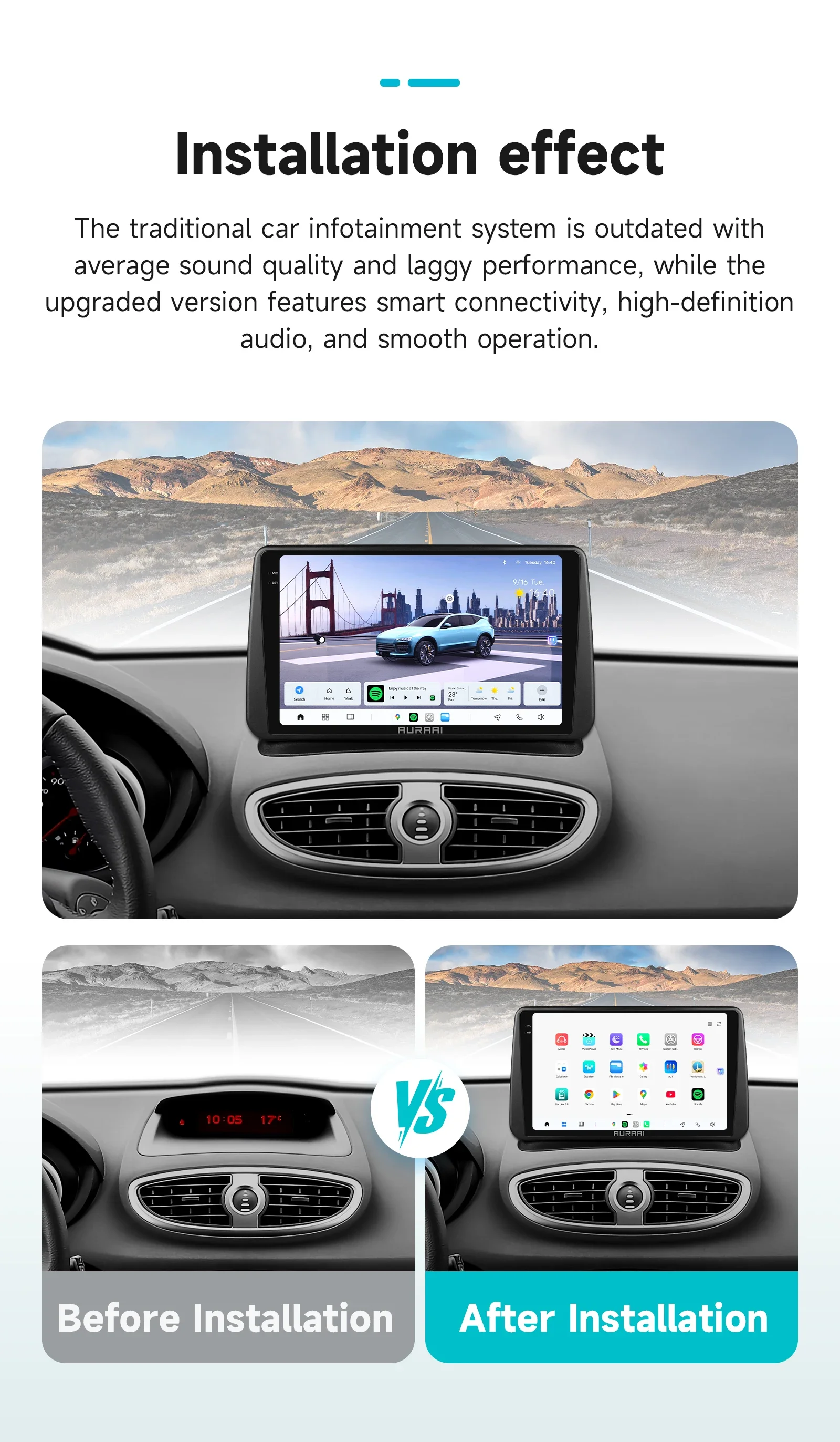 OSSURET For Renault Clio 3 2005-2014 Carplay Car Intelligent System GPS Navi Android Auto Radio WiFi RDS 4G OBD 3D Car Model DSP