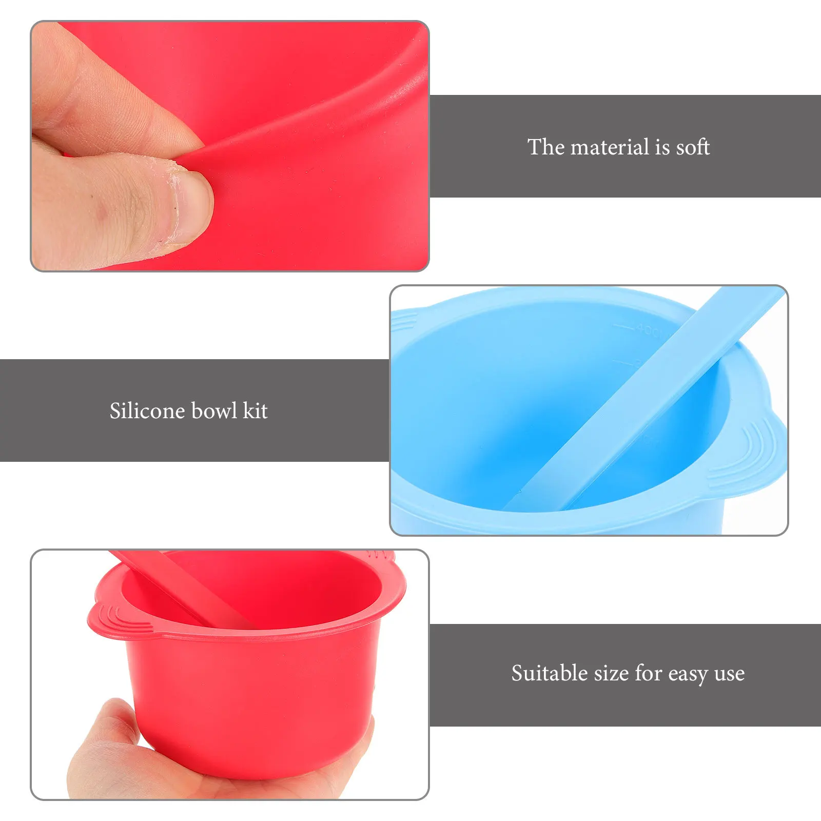 

2 pcs Silicone Warmer Liner Non-Stick Reusable Wax Melting Bowl For Hair Removal With Stirring Sticks Wax Warmer Bowl