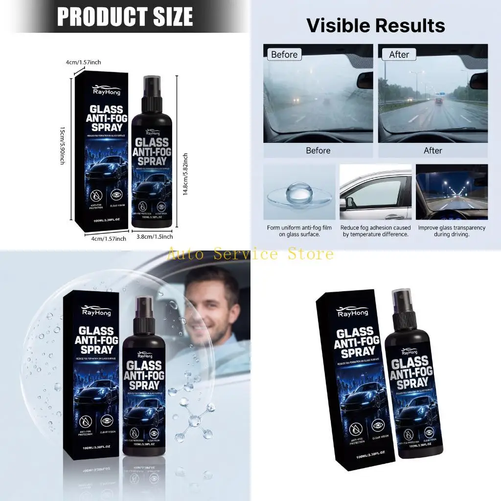 462A 100Ml Automotive Defogger Sprayer, Mild Glass Care, Fog Reduction & Clear View for &