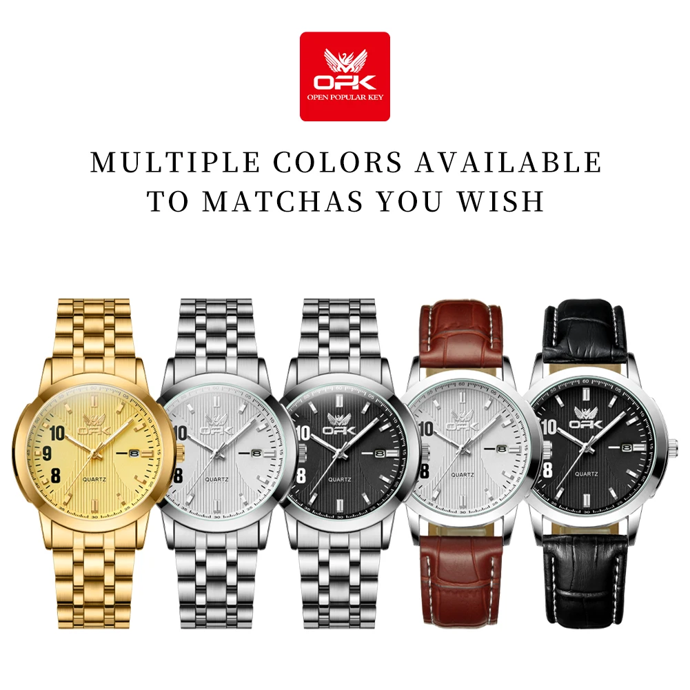 OPK 브랜드 남성용 시계 캐주얼 패션 야간 조명 쿼츠 시계 남성용 6021