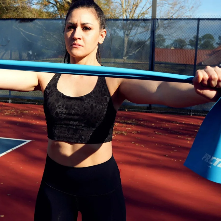 مجموعة أربطة مقاومة مسطحة - أربطة مطاطية للعلاج الطبيعي والتدريبات المنزلية والبيلاتيس وإعادة تأهيل العضلات.